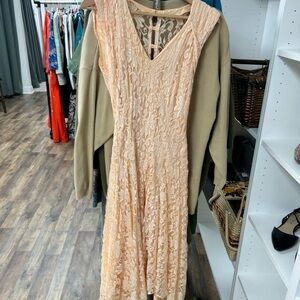 Vintage Kotivo Peach Lace Dress, Small, buttons up the back and zips